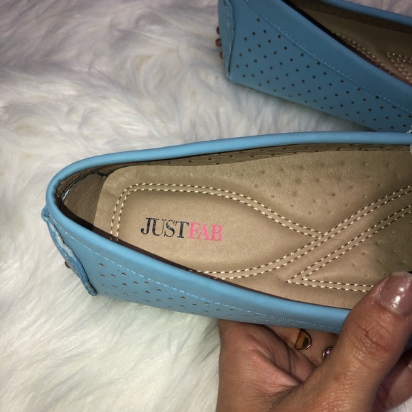 NEW Just Fab slip-on moccasin flats- BLUE SHOES - Picture 8 of 11